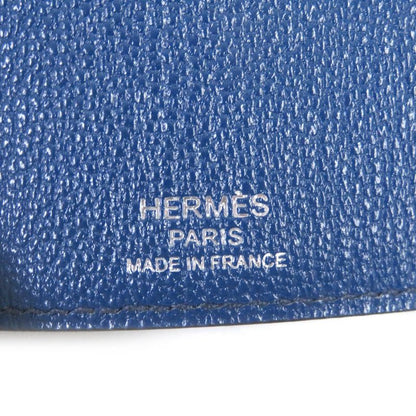 Hermes Bearn H Logo Silver Hardware Chèvre Leather 4-ring Key Case Blue Dmarte