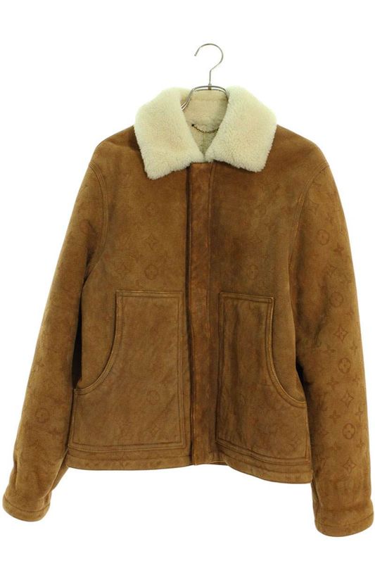 Louis Vuitton 20AW Hjl62eygl Sher Ring Embossed Monogram Mouton Leather Jacket