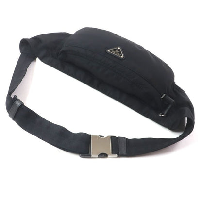 Prada 2vl132 Tessuto Triangle Logo Triangle Plate Nylon Saffiano Leather Belt