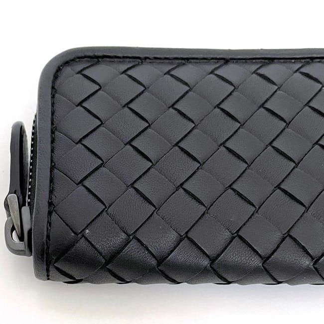 Bottega Veneta Coin Case Black Intrecciato Coin Purse Excellent Condition