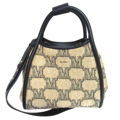 Max Mara Maxmara Glam Marine 2-Way Tote Shoulder Bag with Smartphone Beige Black