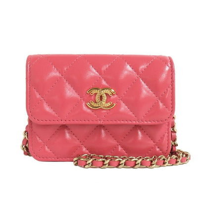 Chanel Quilted Chain Pochette Salmon Pink Cd0204 Gold Hardware Cuff