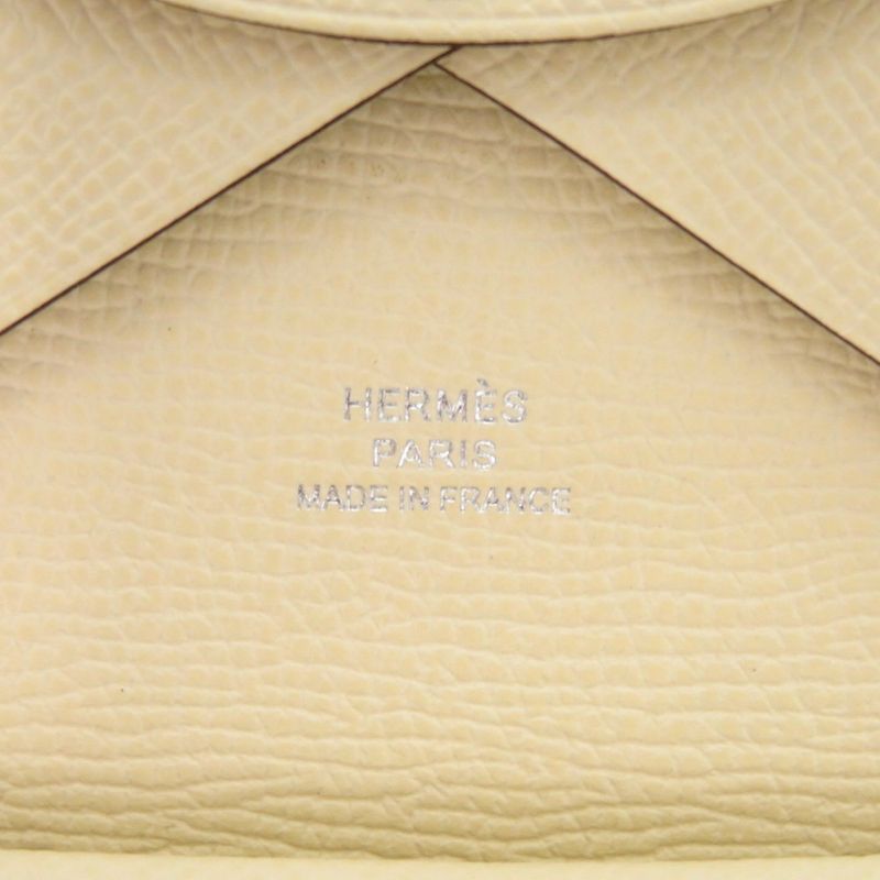 Hermes Calvi Duo Vaux Epson Cles Z Engraved (2021) White Coin Case Wallet 1002