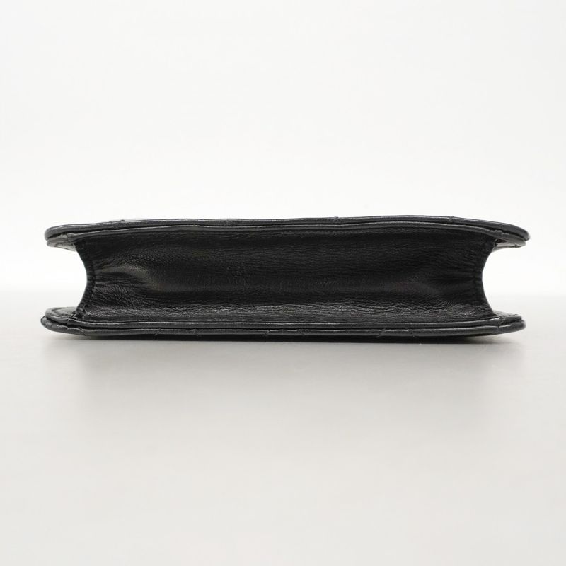 Chanel Shoulder Bag Matelasse Lambskin Black Gold Hardware Women