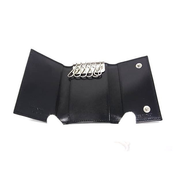 Prada Key Case Black Leather Silver Key Holder — view 3