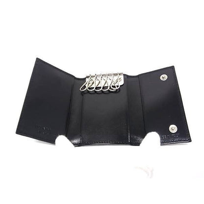 Prada Key Case Black Leather Silver Key Holder — view 3