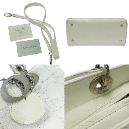 Dior Lady Dior Lambskin Cannage 2way Handbag White 356662 Handbag