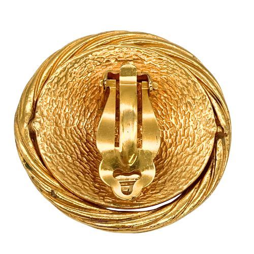 Chanel Earring Plated Metal Plated Metal 03P Coco Mark Rope Gold