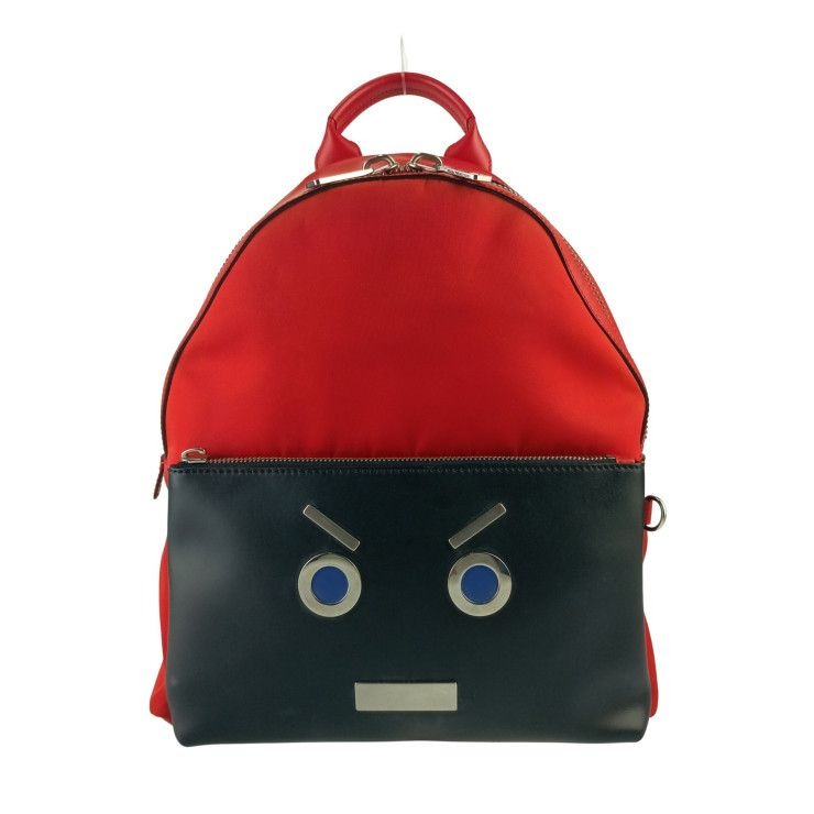 Fendi Backpack Monster Series Face 7 Vz012 Red Black Nylon