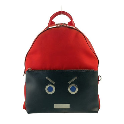 Fendi Backpack Monster Series Face 7 Vz012 Red Black Nylon