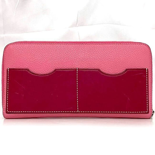 Loewe Round Zipper Long Wallet Pink Anagram Wallet Leather Preowned