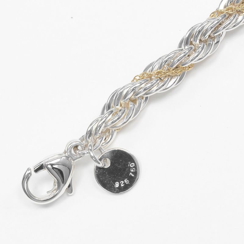 Tiffany & Co Twisted Silver 925 X 18K Yellow Gold Ladies 13.56g Bracelet