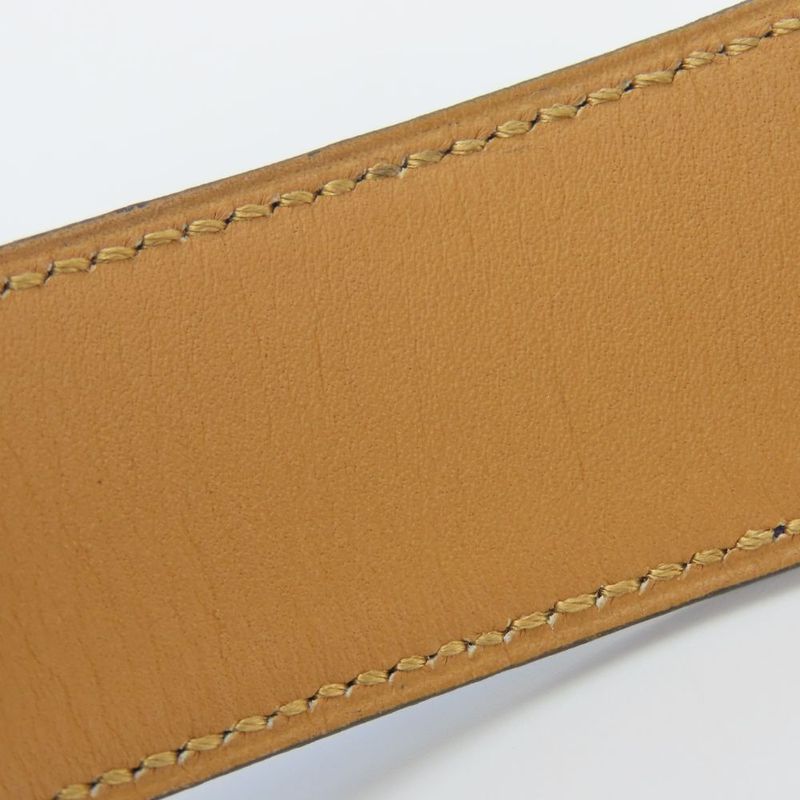 Hermes Bracelet Medor Leather Metal Blue Gold Hardware Accessories Small Women