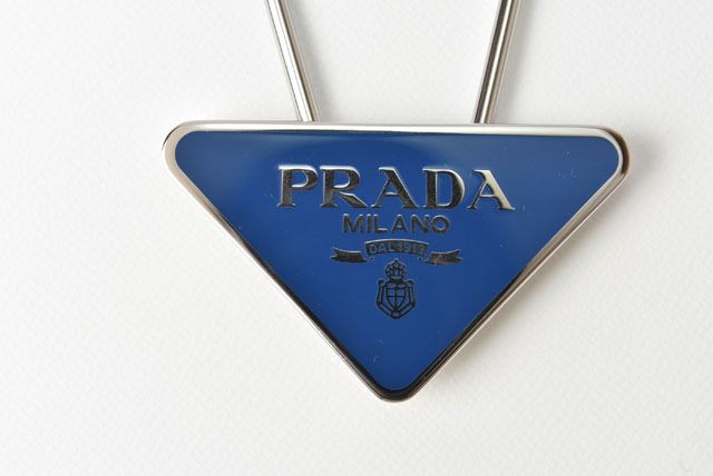 Unused Prada Key Ring Key Holder Charm Triangle Cobalt