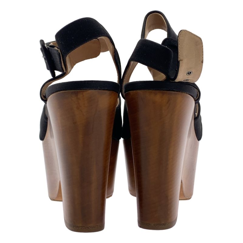 Celine - By Phoebe Philo Phoebe Wood Sole Strap Sandals - 38 1 2 - Black Brown