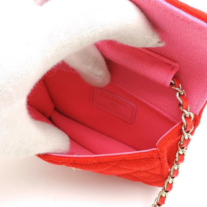 Chanel Shoulder Mini Quilted Chain Cotton Red Bag