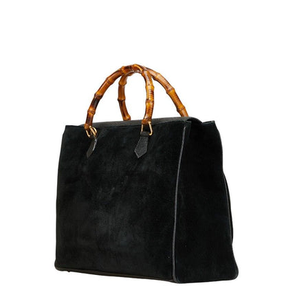 Gucci Bamboo Tote Shoulder Bag 2WAY 002285503220 Black Suede Leather Ladies