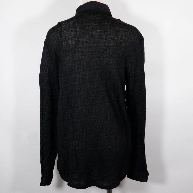 Fendi Zucca Wool Black Women's Long Sleeve Shirt