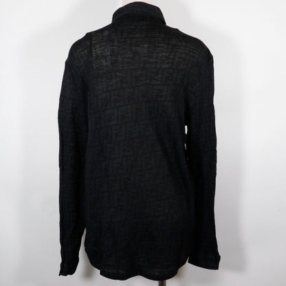 Fendi Zucca Wool Black Women's Long Sleeve Shirt
