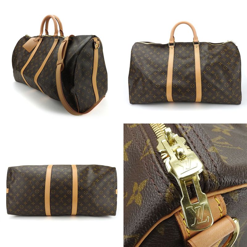 Louis Vuitton Boston Bag Keepall 55 Bandouliere M41414 Monogram Nubuck Brown