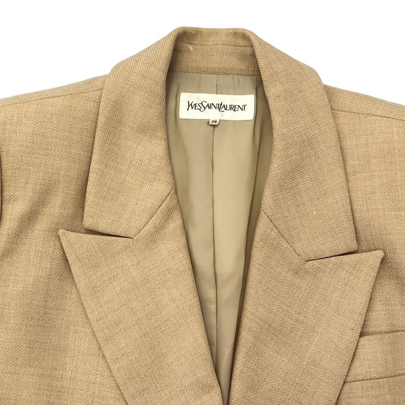 Yves Saint Laurent Wool Double Jacket Beige 36