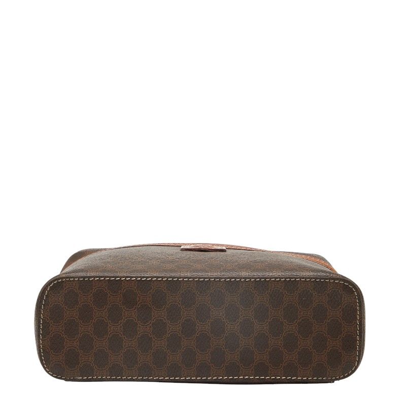 Celine Macadam Vanity Bag Cosmetic Pouch Brown PVC Leather Women Celine