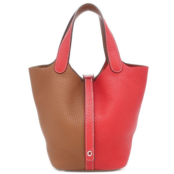Hermes Handbag Picotin Lock PM Cazac Taurillon Clemence Rouge Coup and Gold