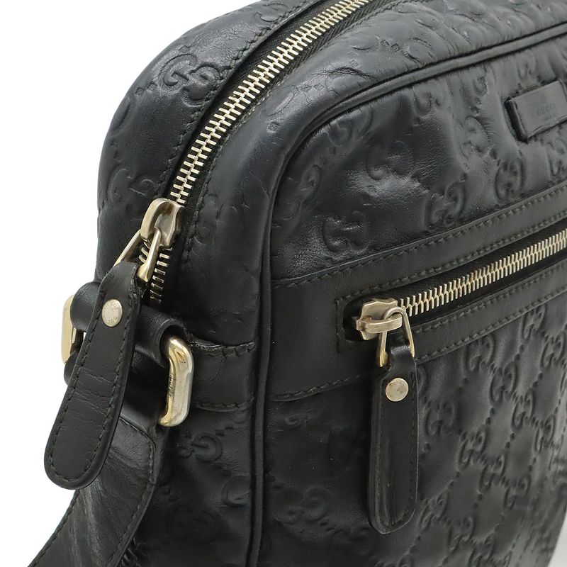 Guccissima Shoulder Bag Crossbody Leather Black Gold Hardware 201448