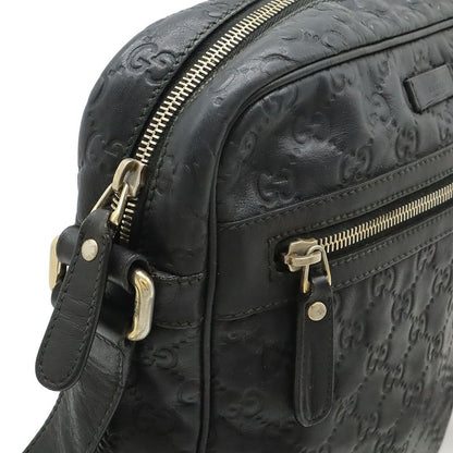 Guccissima Shoulder Bag Crossbody Leather Black Gold Hardware 201448