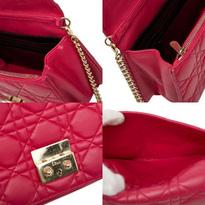 Dior Cannage Chain Shoulder Bag Pink Leather Women's Dior