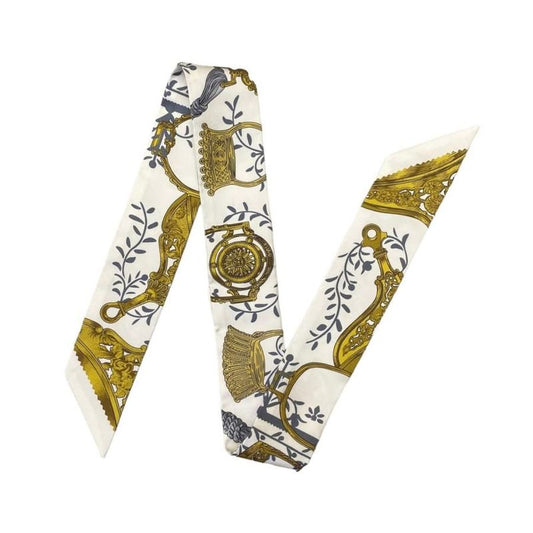 Hermes Silk Scarf Twilley Stirrup Remix 063502t 12 White Yellow Etriers Remix