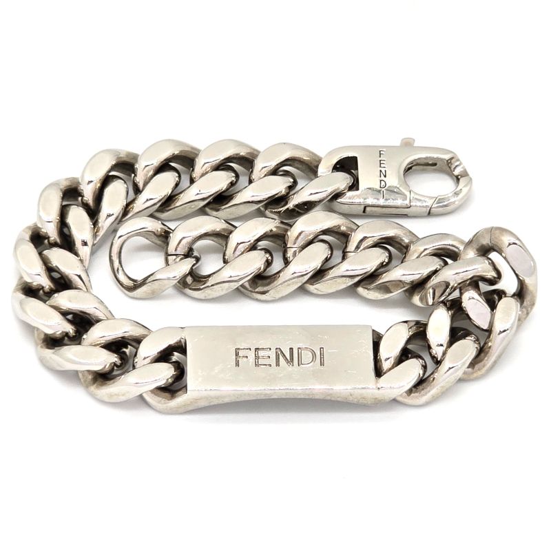Fendi Bracelet M 205cm (807in) Long Chain Link Plate Fendi Leta Ring Palladium
