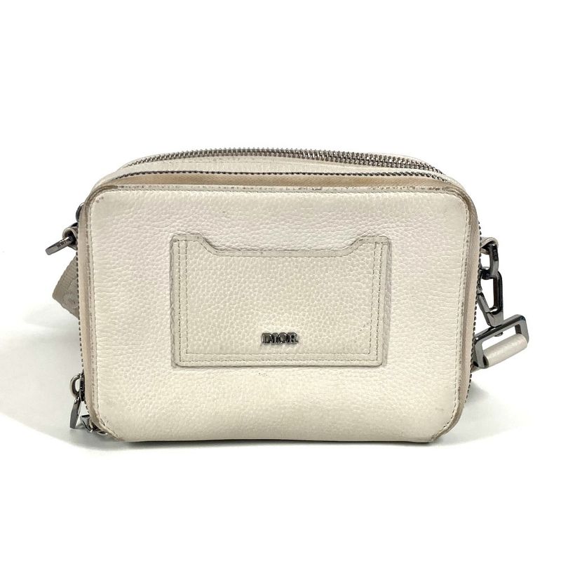 DIOR Shoulder Bag Logo Leather Ivory