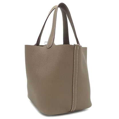 Hermes Handbag Picotin Lock MM Taurillon Clemence Etoupe Silver Hardware Never