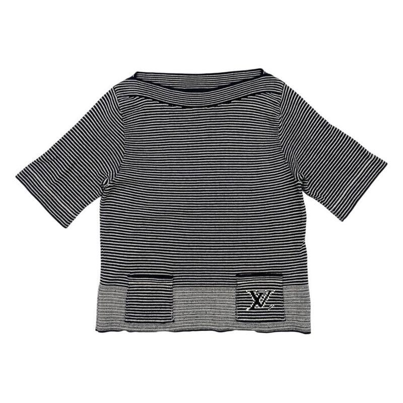 Louis Vuitton Sweater Striped Half Sleeve Knit Rw061w Wiks03mjb M Size Cotton