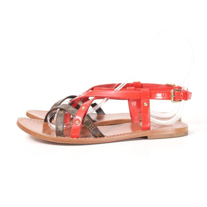 Louis Vuitton Carimbo Sandals Size 37 1 2 Monogram Studded Back Strap Flat