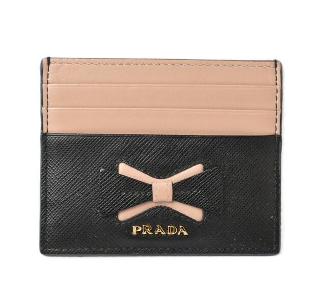 Prada Card Case Business Card Holder Prada Saffiano NERO Black 1mc025