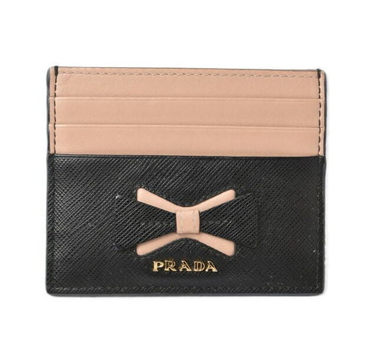Prada Card Case Business Card Holder Prada Saffiano NERO Black 1mc025