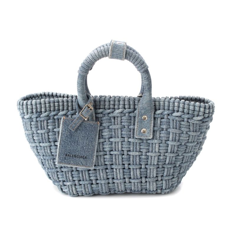 Balenciaga Bistro XS Denim Basket 2WAY Shoulder Handbag 671342 Indigo Blue
