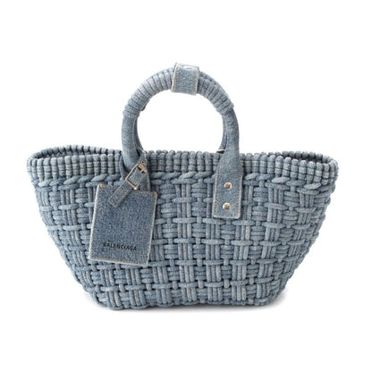 Balenciaga Bistro XS Denim Basket 2WAY Shoulder Handbag 671342 Indigo Blue
