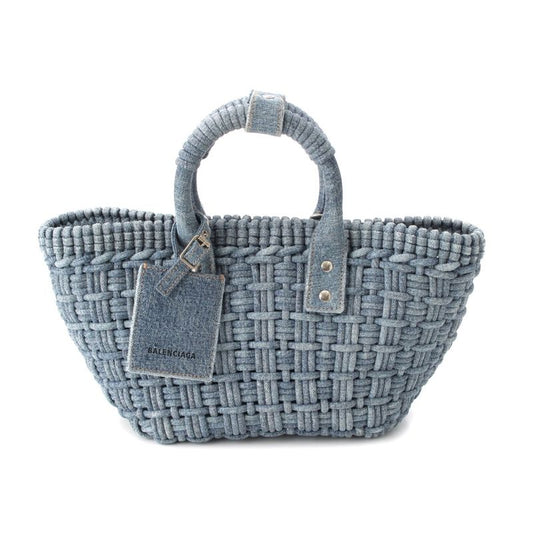 Balenciaga Bistro XS Denim Basket 2WAY Shoulder Handbag 671342 Indigo Blue
