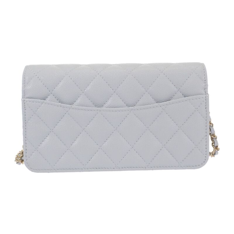 Chanel Flap Phone Case Ap3744 Shoulder Bag Grained Calfskin Light Blue Gold