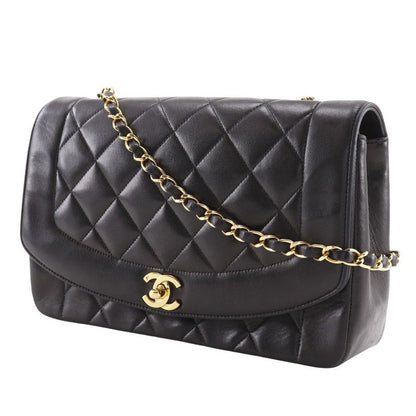 Chanel Diana 25 Matelasse Chain Shoulder Vintage A01165 Lambskin Black Ladies