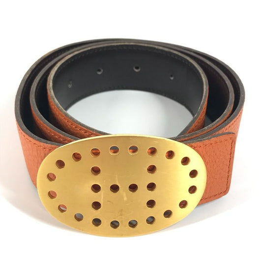 Hermes Belt Reversible H Belt Perforated Logo Leather Orange
