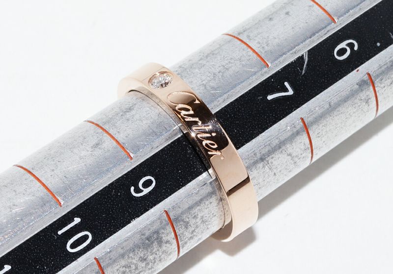 Cartier Ring 18K Pink Gold Diamond 1P (003ct) C De Cartier Ring Engraved Ring