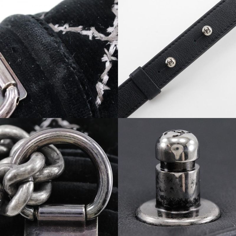 Chanel Boy Chanel 25 Chain Shoulder Matelasse Stitching Velour And Leather