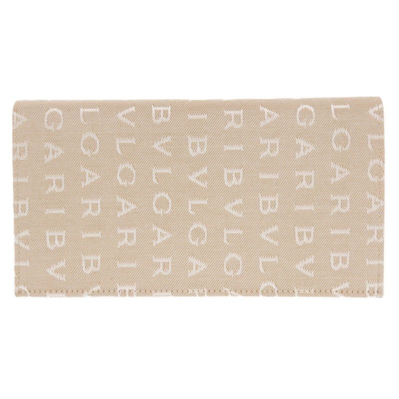 Bulgari Logomania Canvas Leather Beige Long Wallet Long Billfold Brown 1252