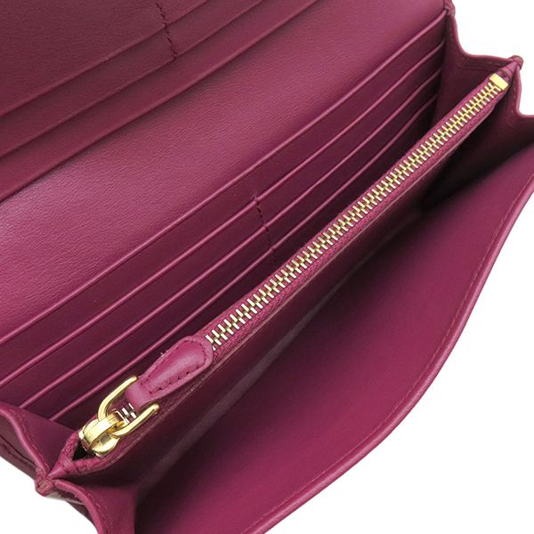 Prada Long Wallet Tessuto Quilted Wallet Nylon Ibisco Gold Hardware Red Fold