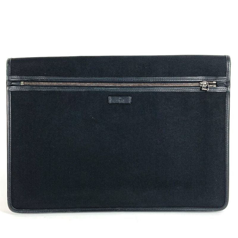 Gucci Clutch Bag Logo 108841 Nylon/leather Black