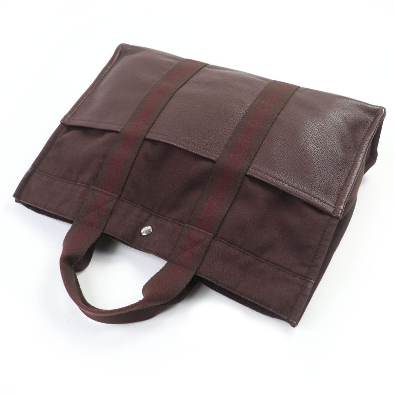 Hermes Fourre Tout MM Silver Hardware Serie Button Half Leather Use Canvas Tote